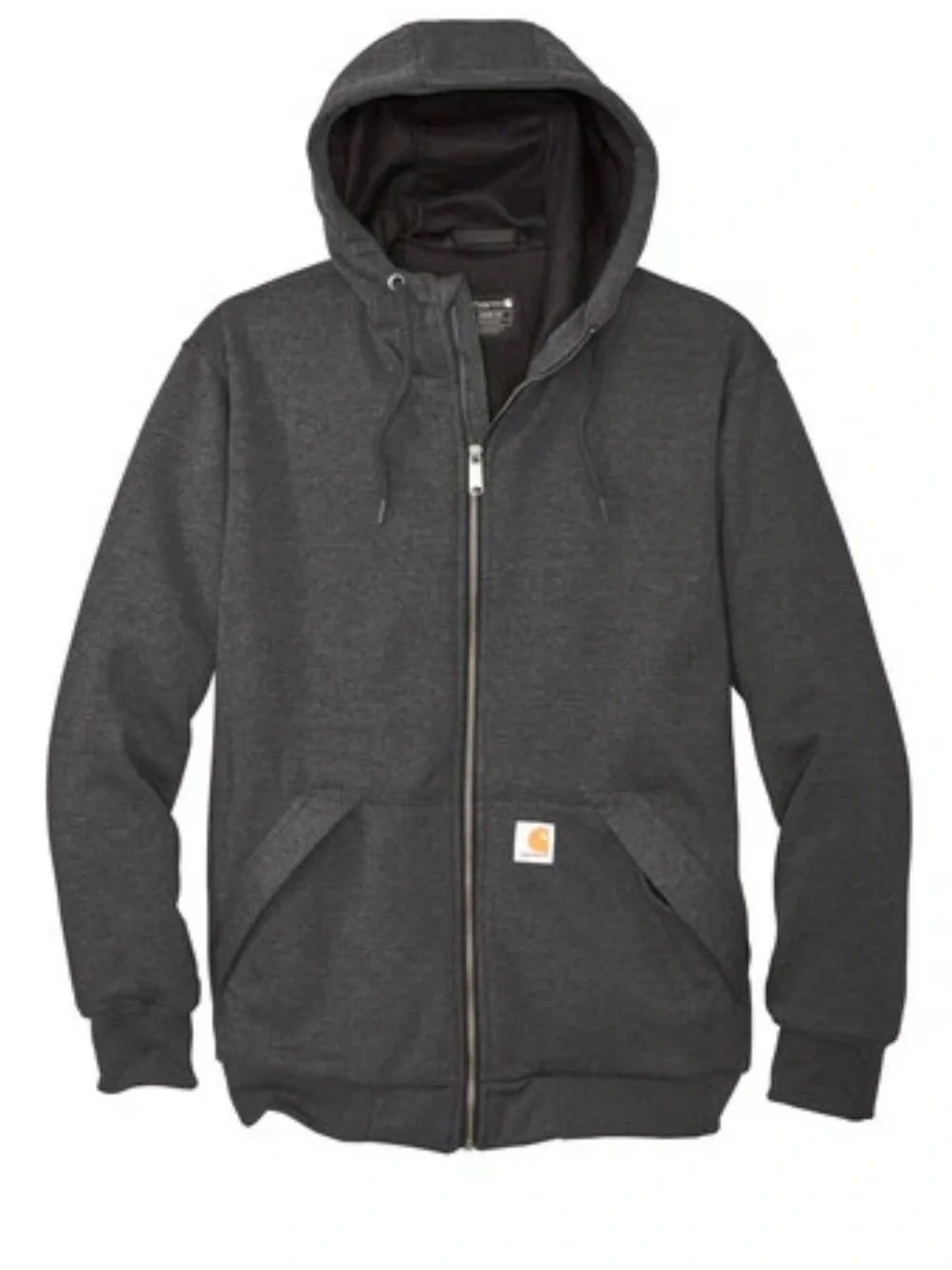 Carhartt Rain Defender Dark Charcoal Full-Zip Sherpa Lined Hooded Sweatshirt